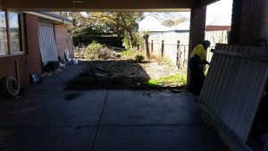 Back yard clean up, leveling and rubbish removal by Albury Wodonga Plumbers, 24 hour plumbing service. 